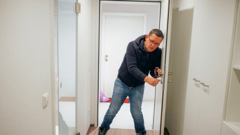 Man says he was sitting in his girlfriend’s apartment when a drunk stranger kicked the front door off the hinges — and stopped cold only when he saw a .45 aimed at him at the top of the stairs