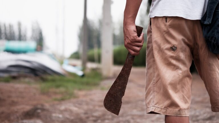 Man says a homeless guy came toward him with a machete — and the whole thing ended with the man throwing it down and jumping into the river screaming at the sky