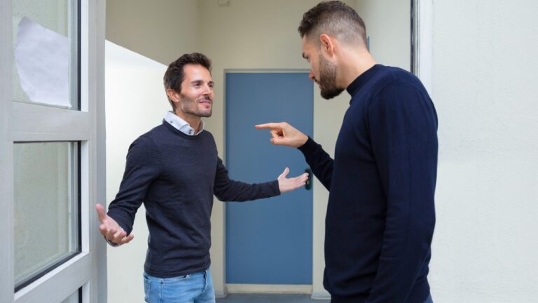 Dad says a man he honked at over a green light followed his family home from the doctor’s office — and the whole thing turned into a shouting match in front of the porch while his newborn was inside