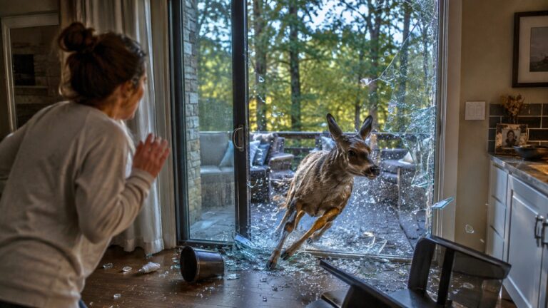 Homeowner Wakes Up to a Bleeding Deer Crashing Through the Patio After a Neighbor Shot It Near the Property Line