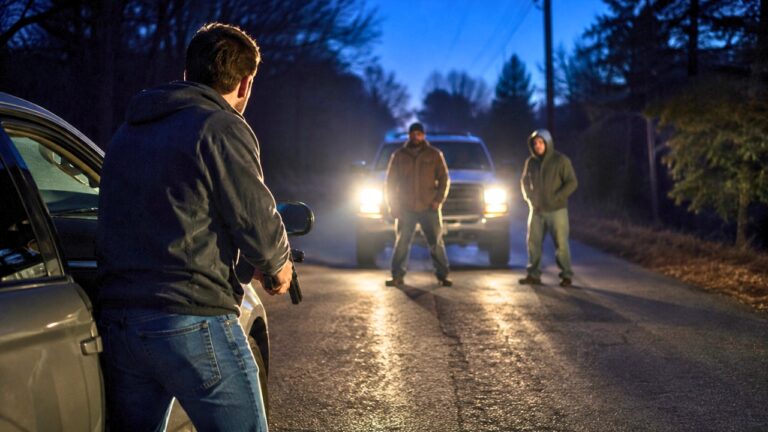 Concealed carrier says two men blocked the road at 4 a.m. — and he drew before the ambush got worse