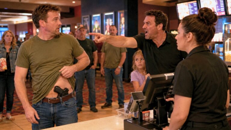 Carrier says an angry father confronted theater staff after spotting his gun — and the whole thing turned into a public scene he never meant to start