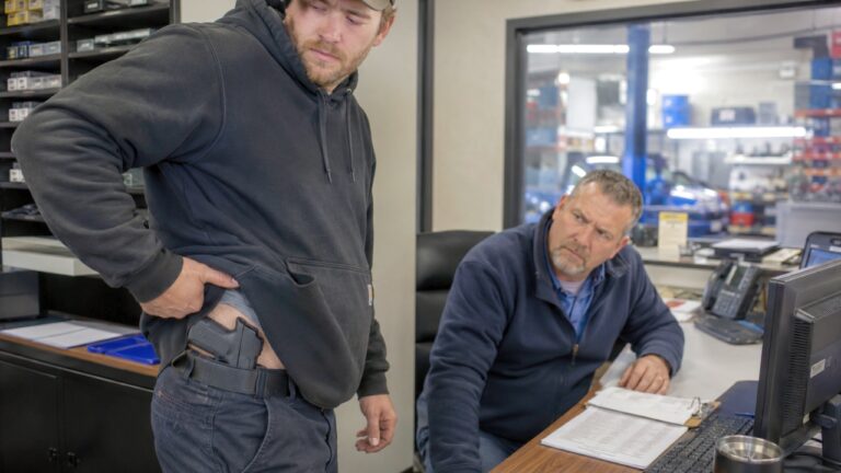 Worker Says His Hoodie Snagged on His Carry Gun at the Office — Then the Service Manager Kept Staring at His Waistband