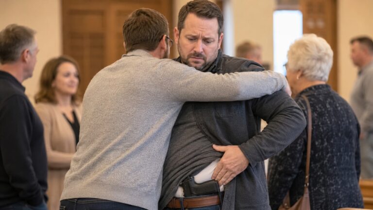 Carrier says people kept brushing against the gun during hugs — and he ended up changing the way he greets people just to keep hands off it