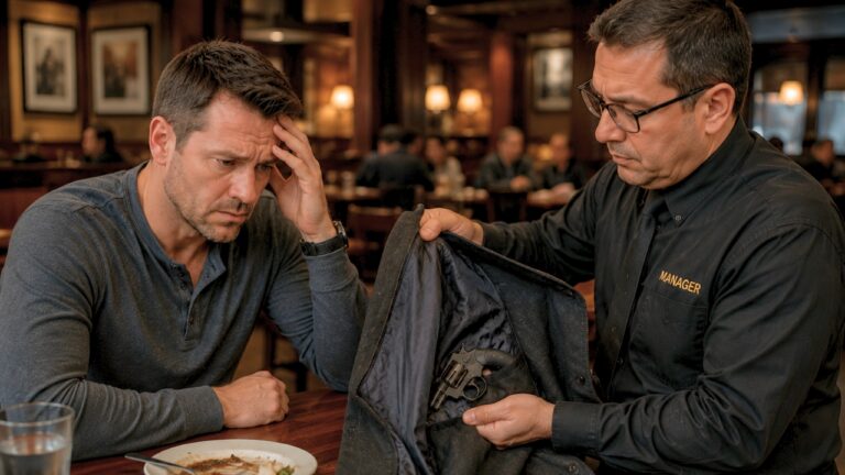 Gun owner says he left his jacket — and the snub revolver in its pocket — at a restaurant, and the manager was the one who realized what it was