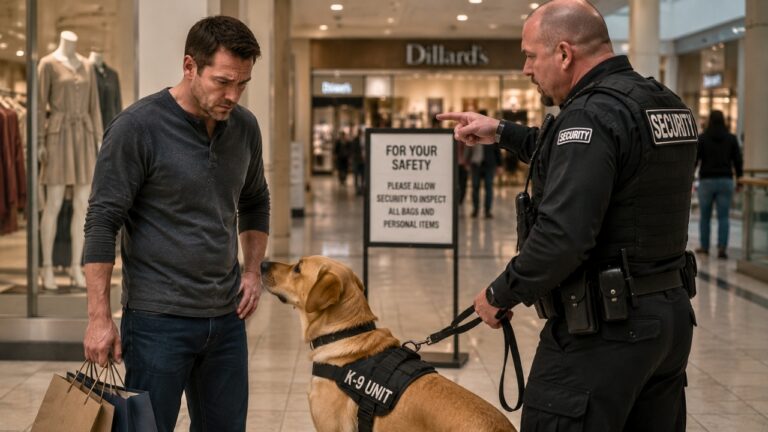 Mall shopper says a gun-sniffing dog hit on him after hours of shopping — and security told him to head straight back to his car