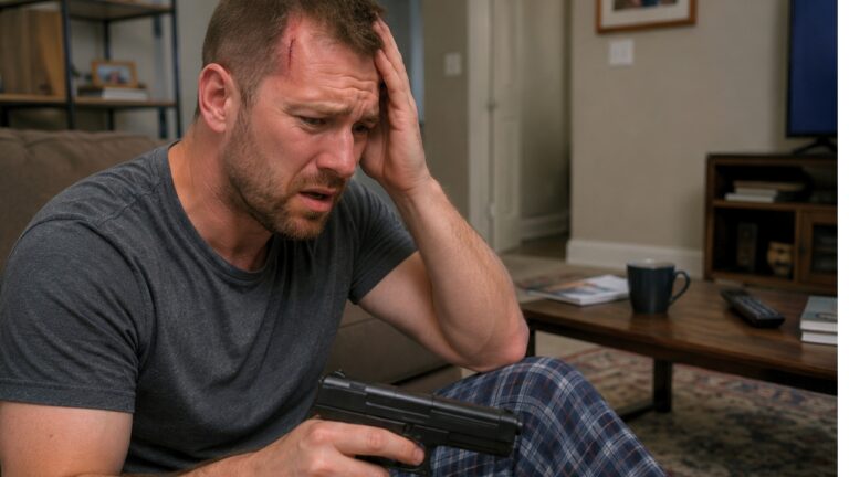Gun owner says he dropped his loaded pistol at home and the round grazed his head when it fired — and he called himself lucky to still be alive