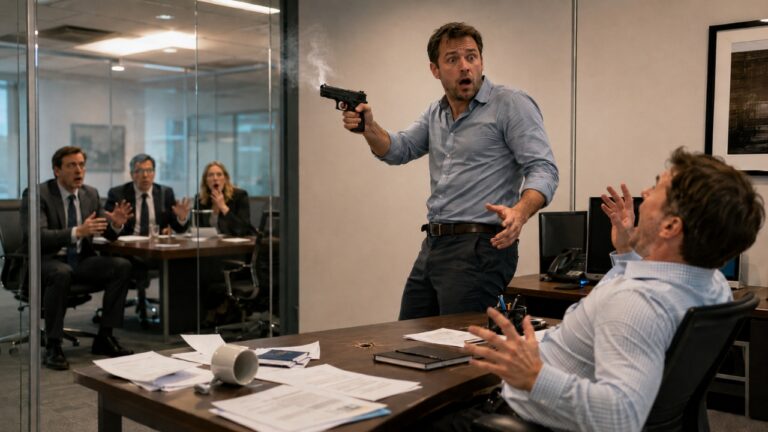Worker says someone at his company had a “desk pop” while showing off a gun to a coworker — with the company lawyers in the next room