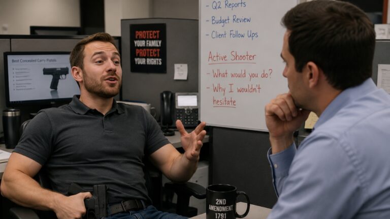 Gun owner says his coworker kept bragging about concealed carry and fantasizing about using it — and the conversation left people more alarmed than impressed