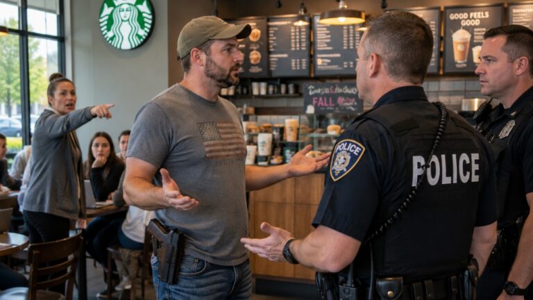 Open carrier says a woman pointed him out at Starbucks and called police — and his first real encounter with responding officers got awkward fast