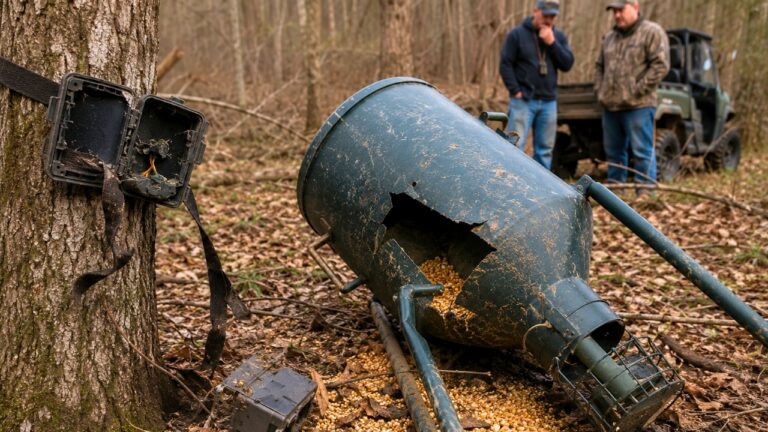 Neighbor Calls After Someone Destroys His Feeder and Steals His Trail Cam — Then the Landowners Wonder If It’s Hunter Harassment