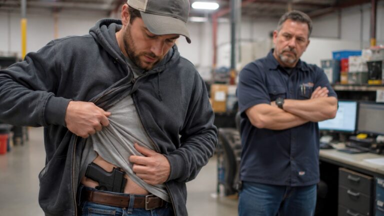 Worker says his hoodie exposed his concealed pistol at work — and his manager’s stare made him think he was caught