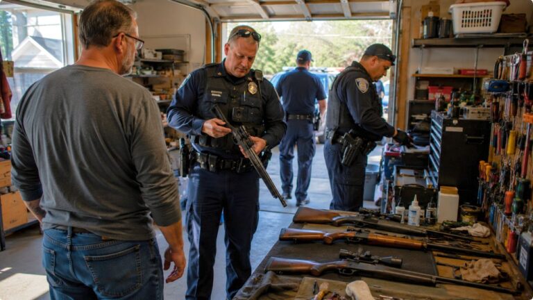 Police Respond to a Noise Complaint and Find a Man Cleaning Guns in the Garage — Then Search Without a Warrant and Seize Four Rifles