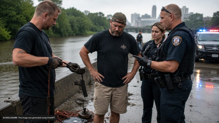 Magnet Fishers Pull a Handgun From a River — Then Police Ask Them to Leave the Area While Detectives Take Over the Scene