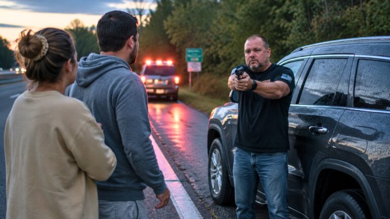 Off-Duty Cop Allegedly Pulls a Gun on a Stranded Couple Waiting for a Tow Truck — Then the Police Chief Says He Was Already “Reprimanded”
