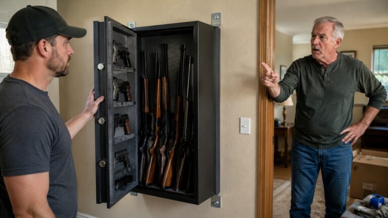 Man Buys a Home and Finds a Locked Gun Cabinet Bolted to the Wall — Then the Previous Owner Claims the Guns Are Still His