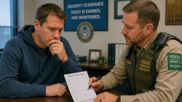 Man Gets a Fishing License Ticket and Worries It Could Affect His Security Clearance