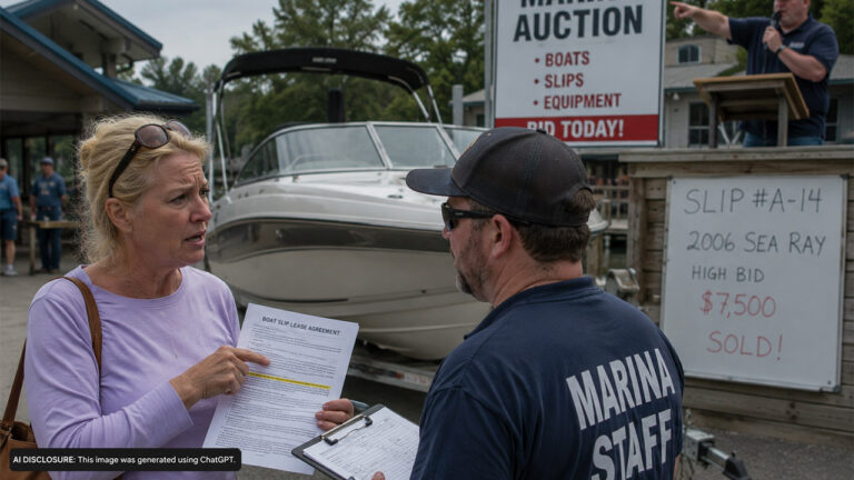 A Georgia Marina Auctions a Widow’s Boat Over One Missed Payment — Then She Questions the Lease Clause They Used