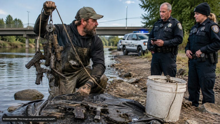 Magnet Fisherman Pulls Five Guns From a River in Under 20 Minutes — Then Police Say They Can’t Run the Serials Until the Next Morning