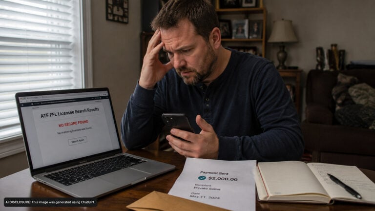 Man Sends $2,000 for a Pistol Advertised Online — Then the Seller Stops Responding and the ATF Number Comes Back as Nonexistent