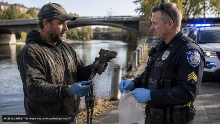 A Magnet Fisherman Pulled A WWII-Era CZ-27 Pistol Still Holstered From A River — Then Turned It Over To Police To Be Safe