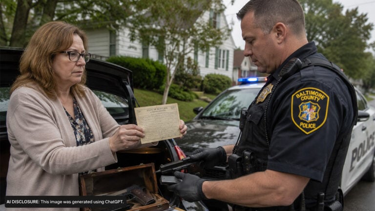 A Maryland Woman Shows an Officer Registration for Her Great-Grandfather’s Pistol — Then He Takes It Anyway, Demanding a Bill of Sale