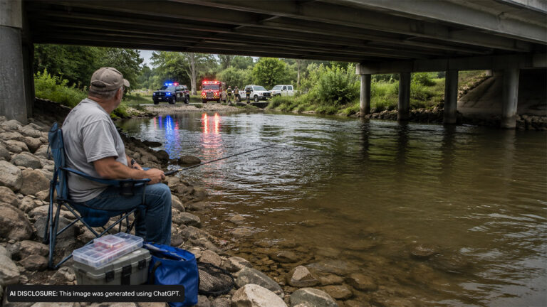 A Nebraska Angler Is Fishing Under a Bridge When Sirens Arrive for a Truck ‘Submerged’ in the Creek — But There Was No Truck at All